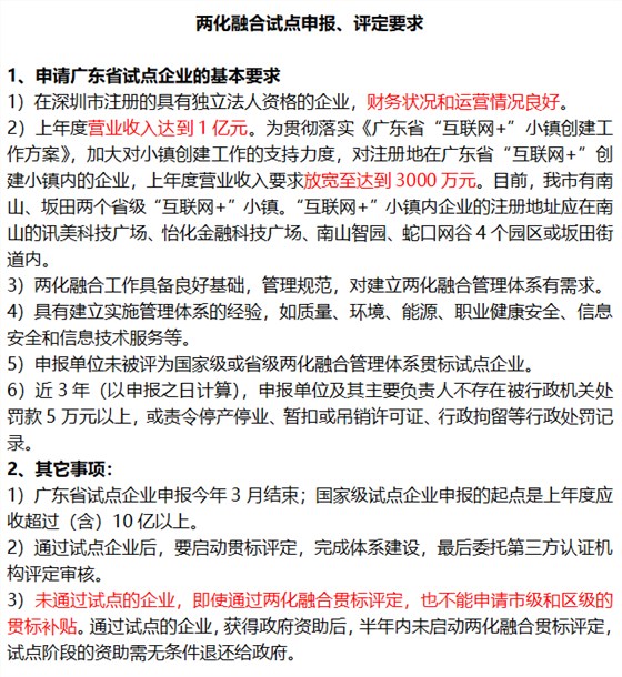 廣東兩化融合貫標試點6個申報要求匯總！值得收藏！