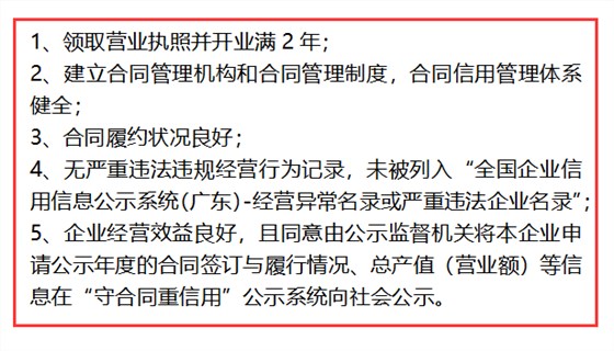 這些條件你都達(dá)不到，還想申報(bào)守合同重信用？別逗了！
